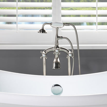 WOODBRIDGE F0018BN Freestanding Clawfoot Tub Filler Faucet with Hand Shower and Hose