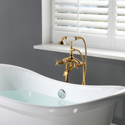 WOODBRIDGE F0018BN Freestanding Clawfoot Tub Filler Faucet with Hand Shower and Hose