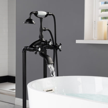 WOODBRIDGE F0018BN Freestanding Clawfoot Tub Filler Faucet with Hand Shower and Hose