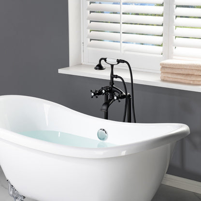WOODBRIDGE F0018BN Freestanding Clawfoot Tub Filler Faucet with Hand Shower and Hose