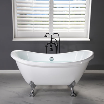 WOODBRIDGE F0018BN Freestanding Clawfoot Tub Filler Faucet with Hand Shower and Hose
