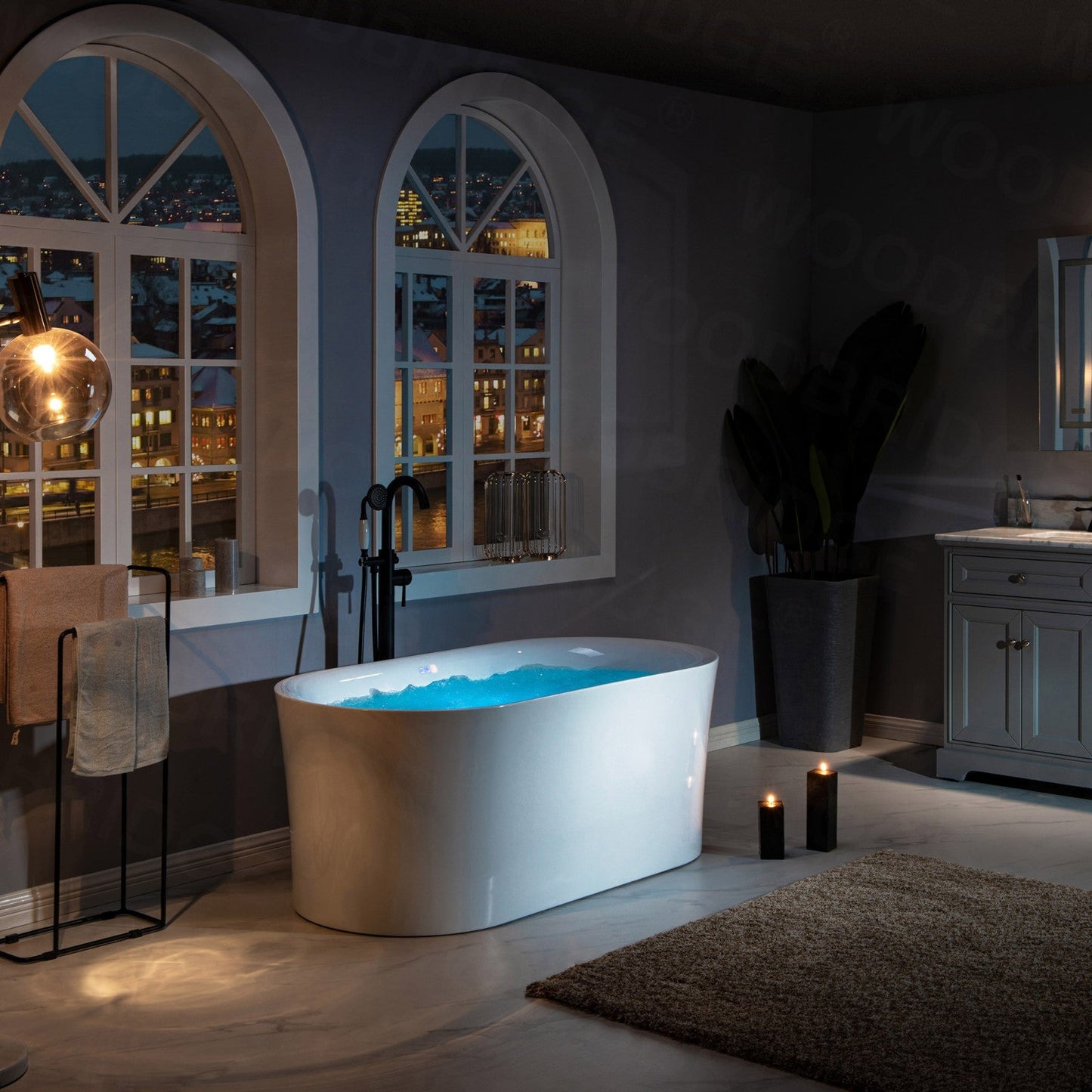 WOODBRIDGE 67" Contemporary Freestanding Acrylic Air Bubble Soaking Bathtub