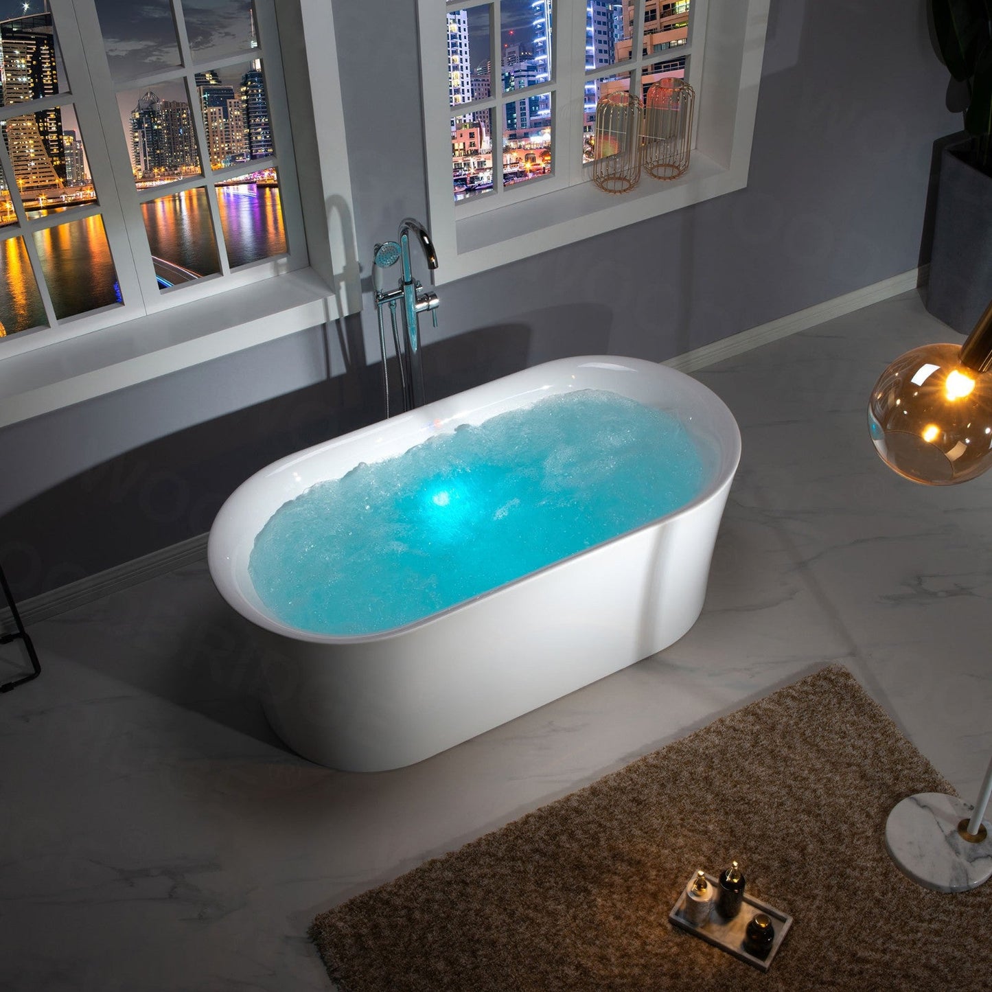 WOODBRIDGE 67" Contemporary Freestanding Acrylic Air Bubble Soaking Bathtub