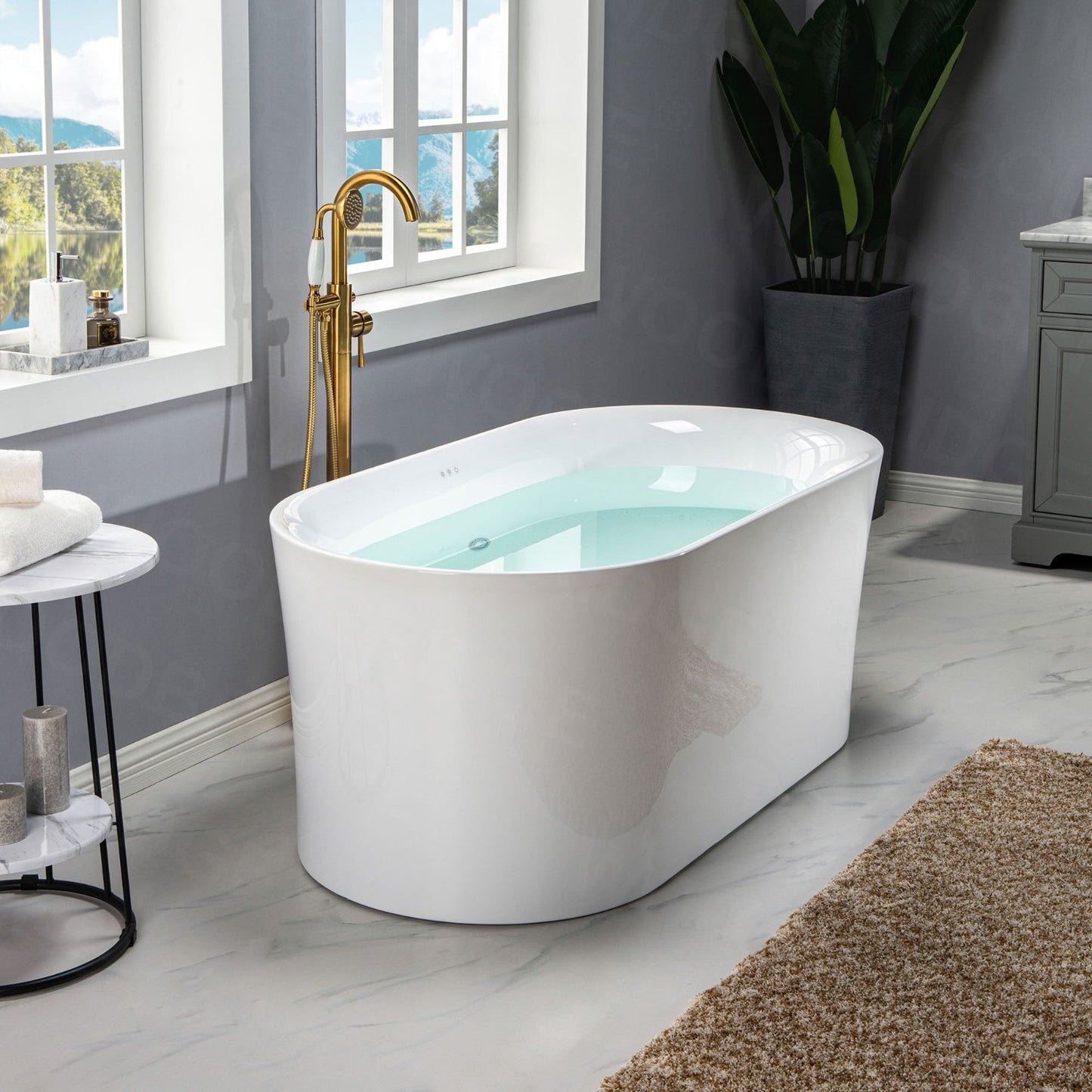 WOODBRIDGE 67" Contemporary Freestanding Acrylic Air Bubble Soaking Bathtub