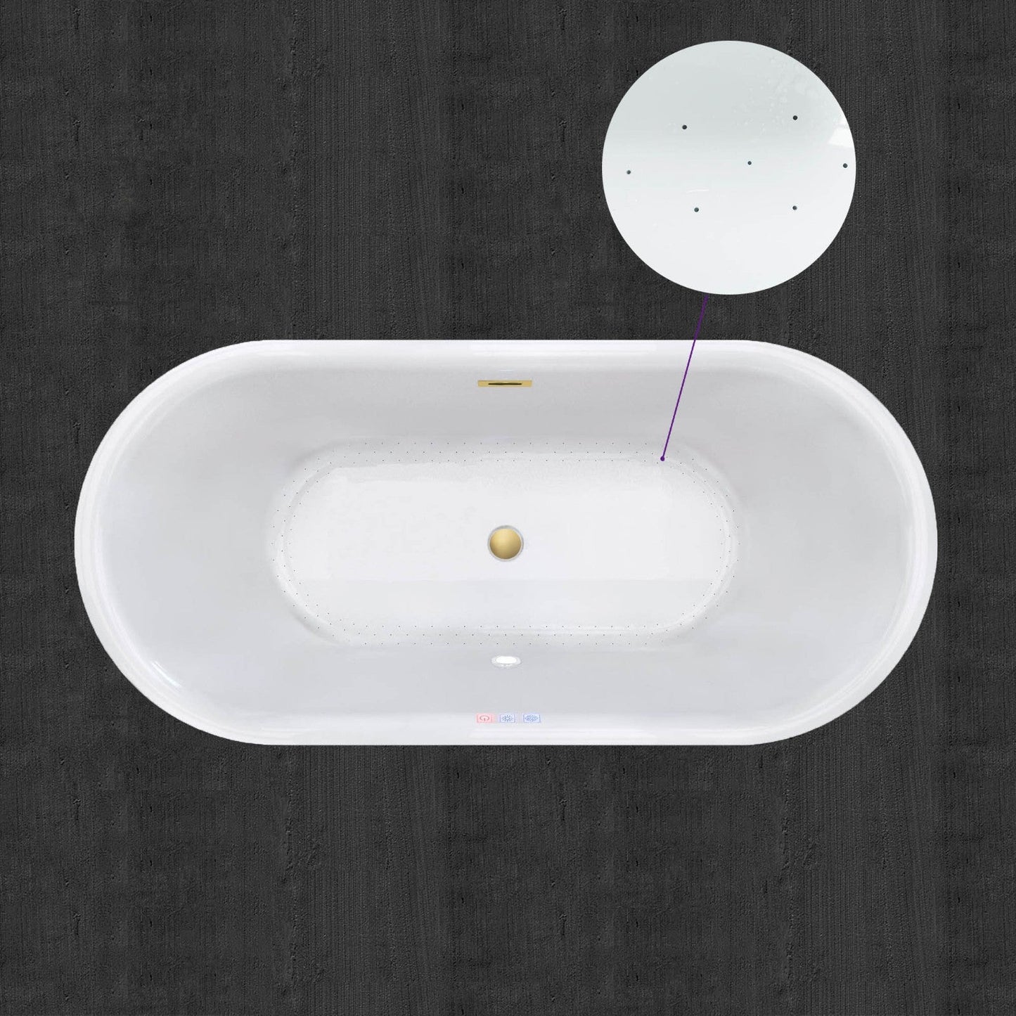 WOODBRIDGE 67" Contemporary Freestanding Acrylic Air Bubble Soaking Bathtub