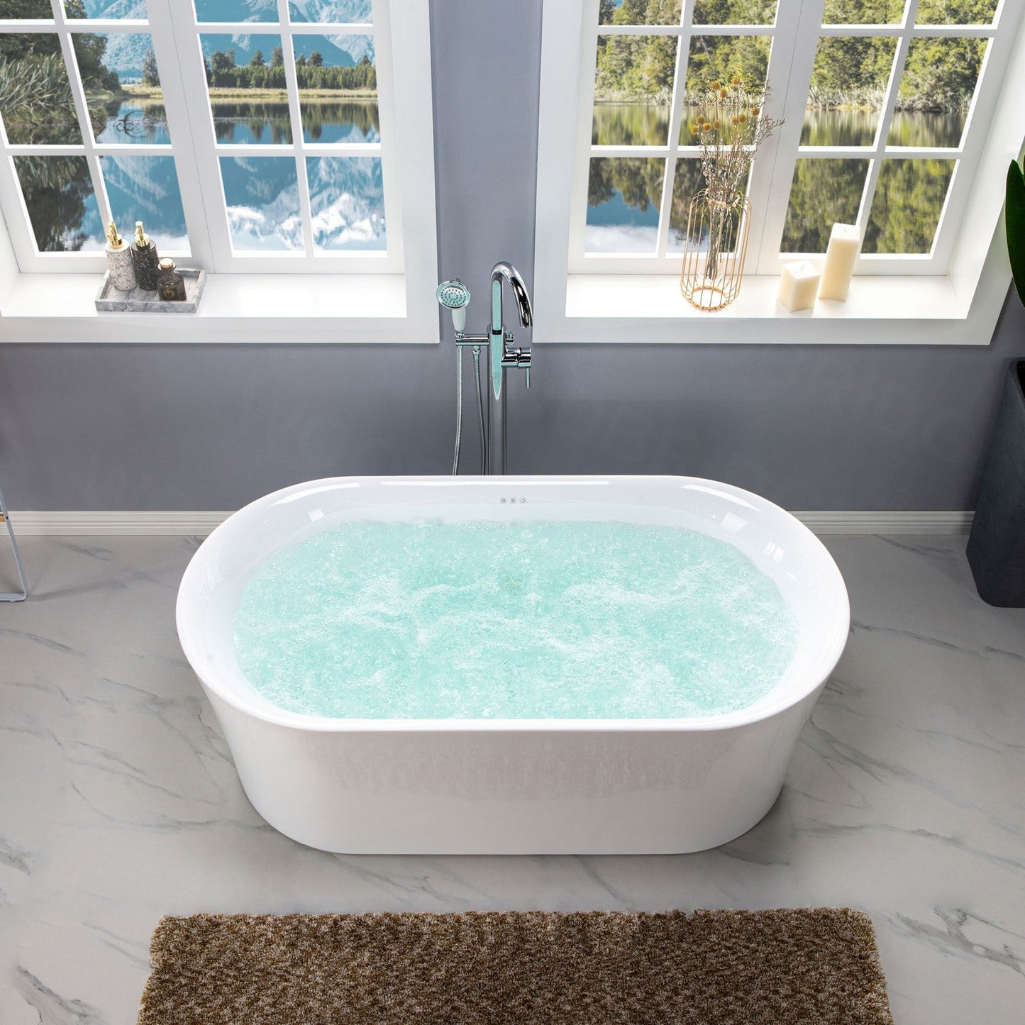 WOODBRIDGE 67" Contemporary Freestanding Acrylic Air Bubble Soaking Bathtub