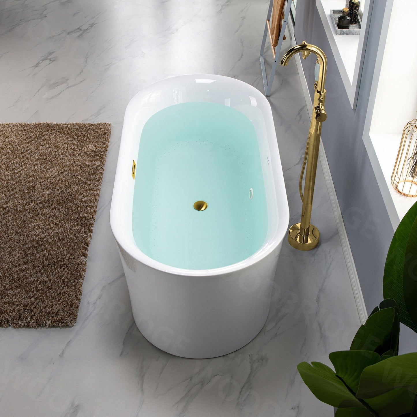 WOODBRIDGE 67" Contemporary Freestanding Acrylic Air Bubble Soaking Bathtub