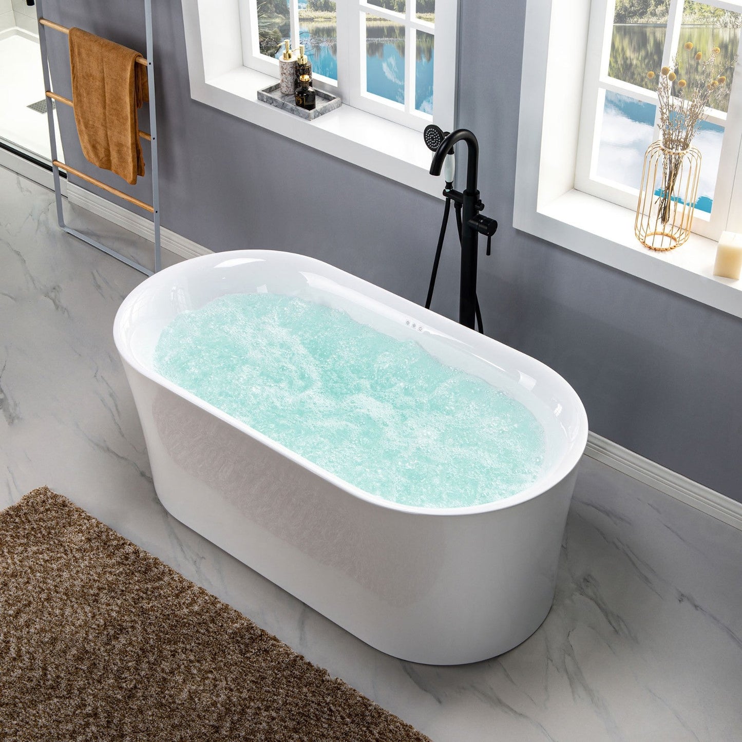 WOODBRIDGE 67" Contemporary Freestanding Acrylic Air Bubble Soaking Bathtub
