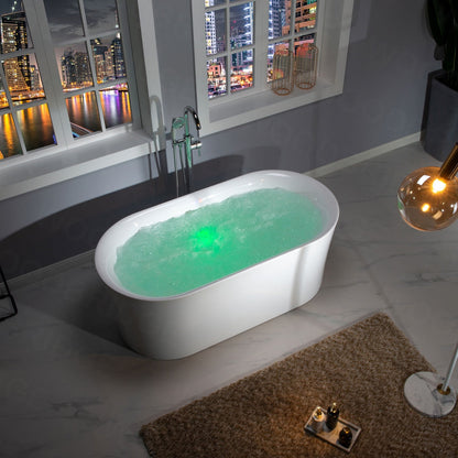 WOODBRIDGE 67" Contemporary Freestanding Acrylic Air Bubble Soaking Bathtub