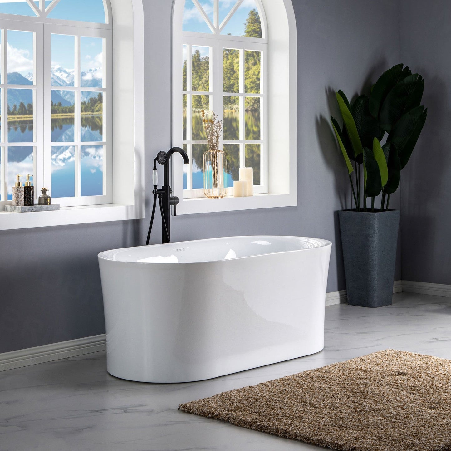 WOODBRIDGE 67" Contemporary Freestanding Acrylic Air Bubble Soaking Bathtub