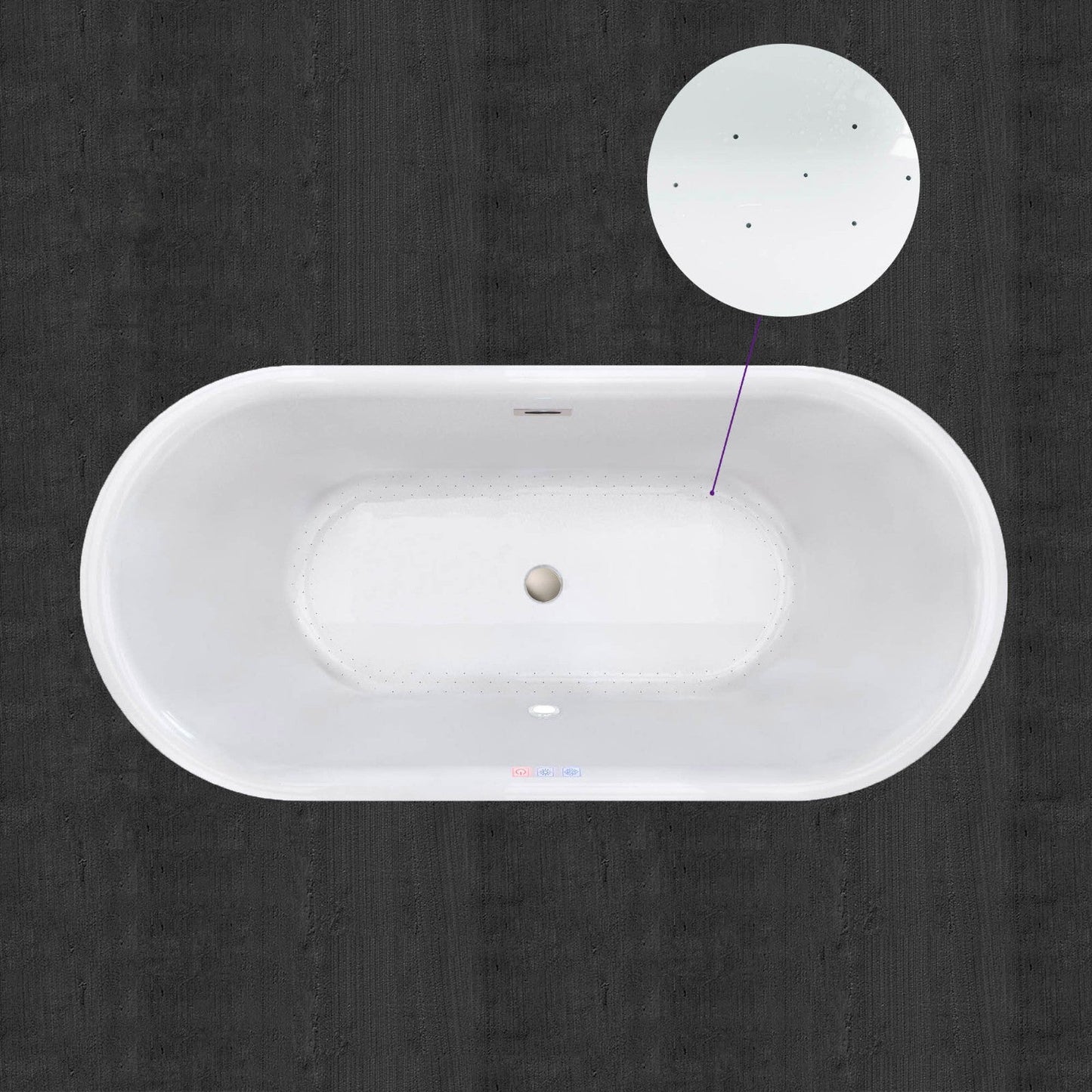 WOODBRIDGE 67" Contemporary Freestanding Acrylic Air Bubble Soaking Bathtub