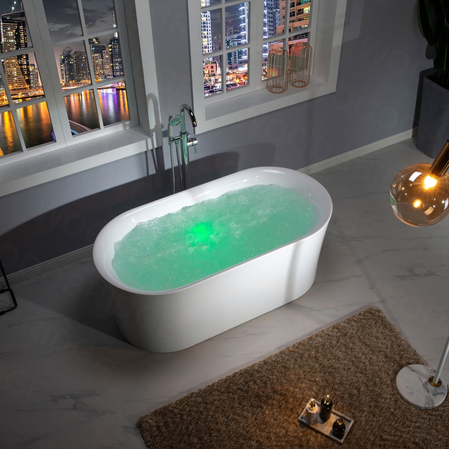 WOODBRIDGE 67" Contemporary Freestanding Acrylic Air Bubble Soaking Bathtub