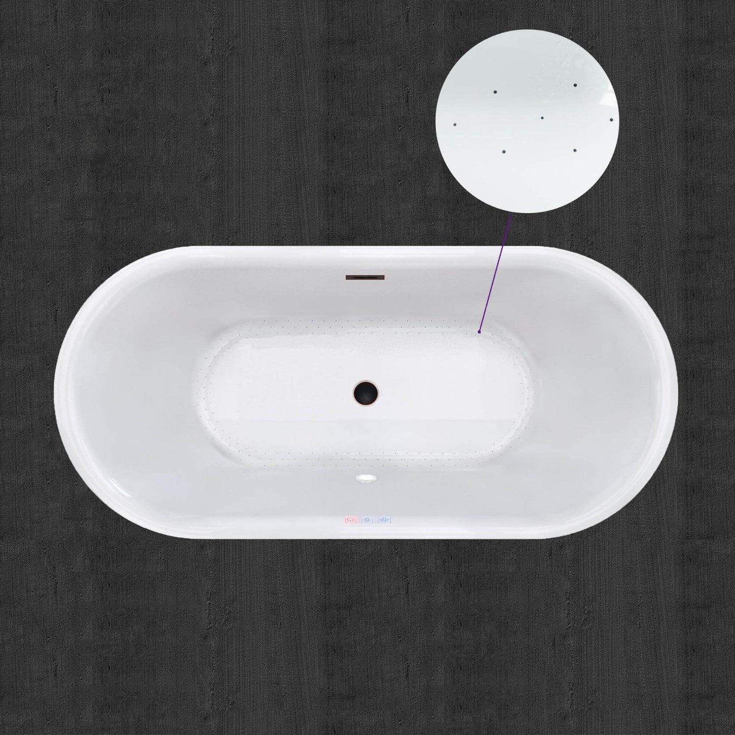 WOODBRIDGE 67" Contemporary Freestanding Acrylic Air Bubble Soaking Bathtub