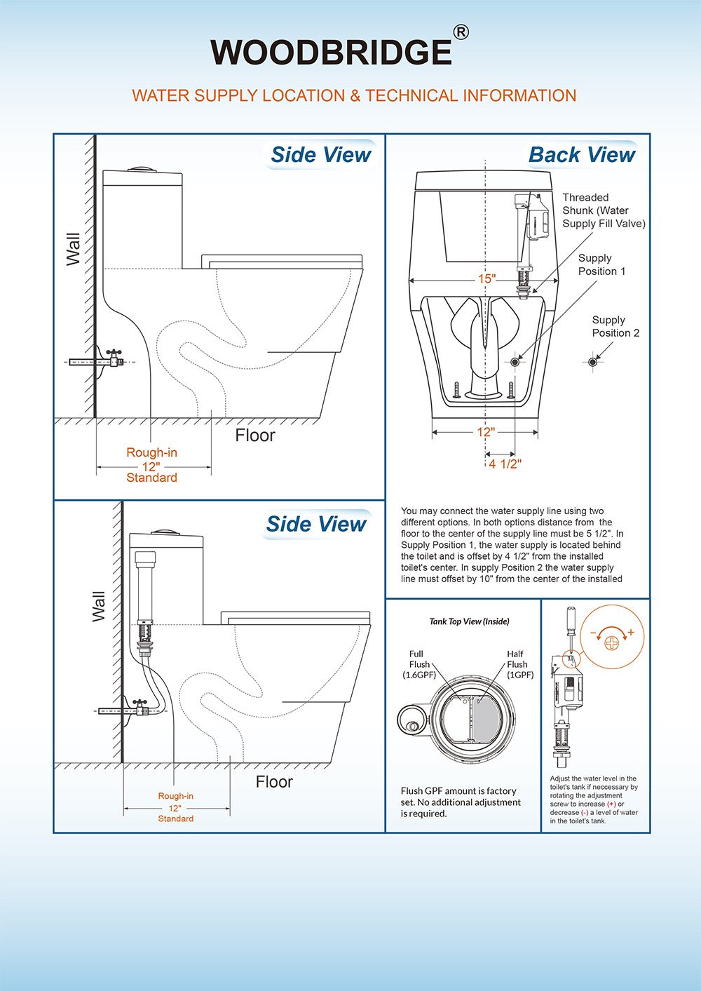 WOODBRIDGEE One Piece Toilet with Soft Closing Seat, Chair Height, 1.28 GPF Dual, Water Sensed, 1000 Gram MaP Flushing Score Toilet, Biscuit