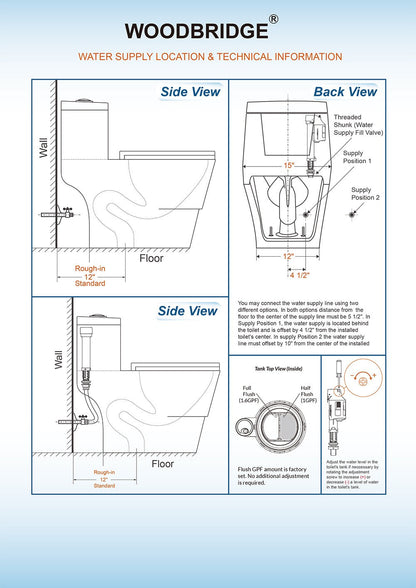 WOODBRIDGEE One Piece Toilet with Soft Closing Seat, Chair Height, 1.28 GPF Dual, Water Sensed, 1000 Gram MaP Flushing Score Toilet, Biscuit