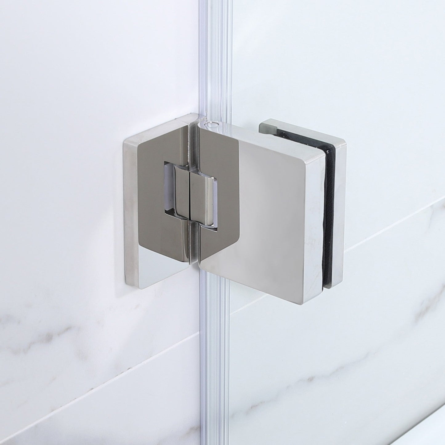 WOODBRIDGE MTDB3458-B, Frameless Hinged Bathtub Shower, 5/16" Tempered Panel, 34" W x 58" H Tub Glass Door, Include Towel Bar