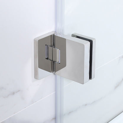 WOODBRIDGE MTDB3458-B, Frameless Hinged Bathtub Shower, 5/16" Tempered Panel, 34" W x 58" H Tub Glass Door, Include Towel Bar