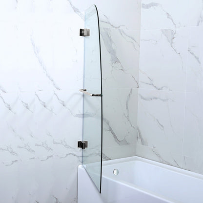 WOODBRIDGE MTDB3458-B, Frameless Hinged Bathtub Shower, 5/16" Tempered Panel, 34" W x 58" H Tub Glass Door, Include Towel Bar