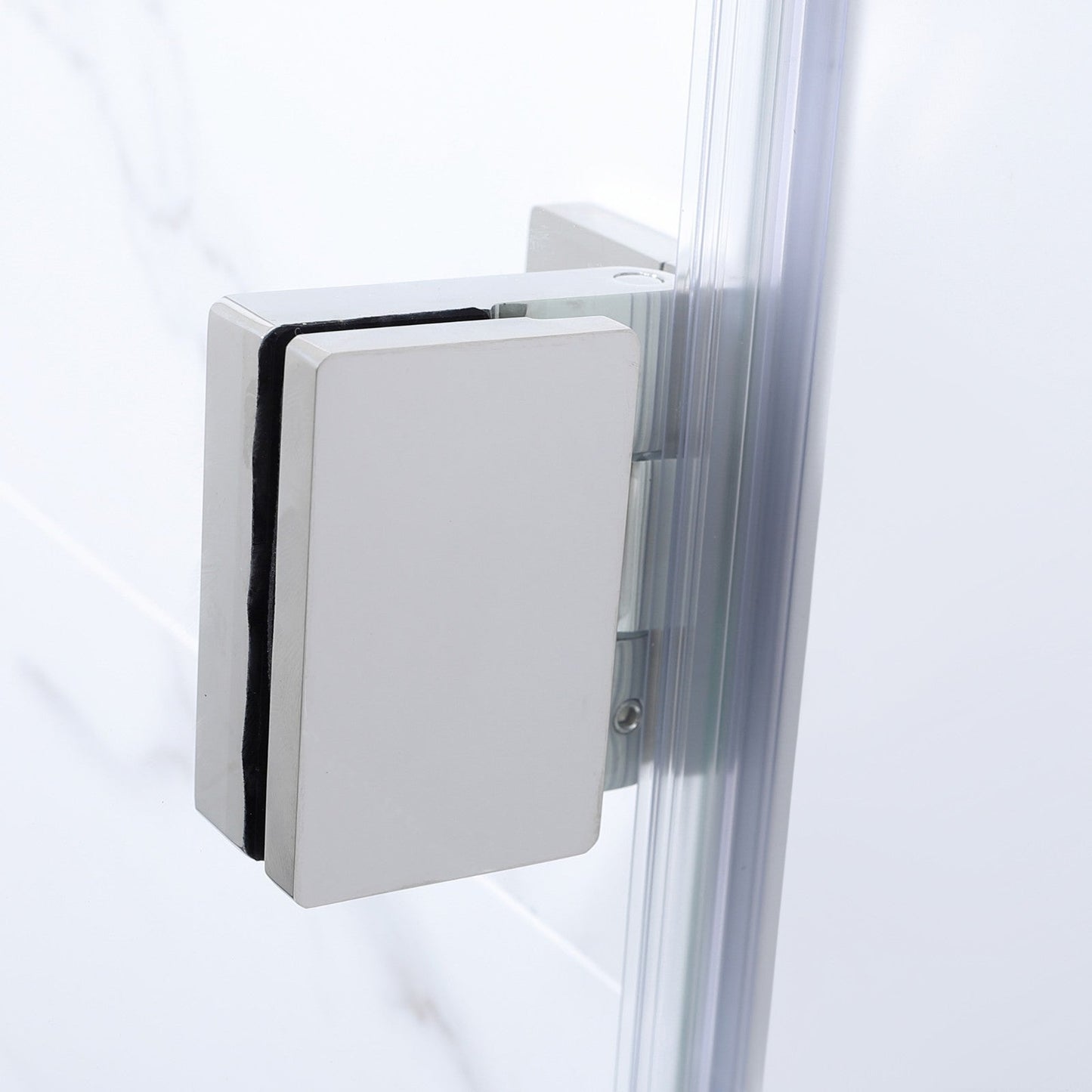 WOODBRIDGE MTDB3458-B, Frameless Hinged Bathtub Shower, 5/16" Tempered Panel, 34" W x 58" H Tub Glass Door, Include Towel Bar