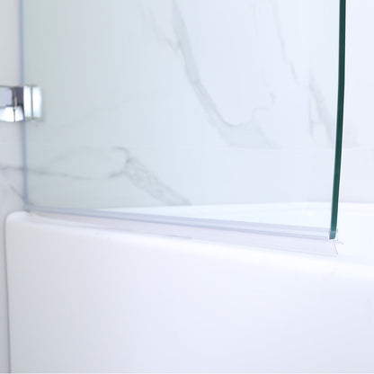 WOODBRIDGE MTDB3458-B, Frameless Hinged Bathtub Shower, 5/16" Tempered Panel, 34" W x 58" H Tub Glass Door, Include Towel Bar