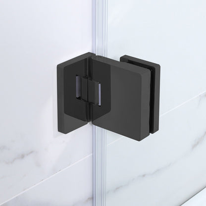 WOODBRIDGE MTDB3458-B, Frameless Hinged Bathtub Shower, 5/16" Tempered Panel, 34" W x 58" H Tub Glass Door, Include Towel Bar