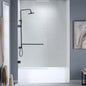 WOODBRIDGE MTDB3458-B, Frameless Hinged Bathtub Shower, 5/16" Tempered Panel, 34" W x 58" H Tub Glass Door, Include Towel Bar
