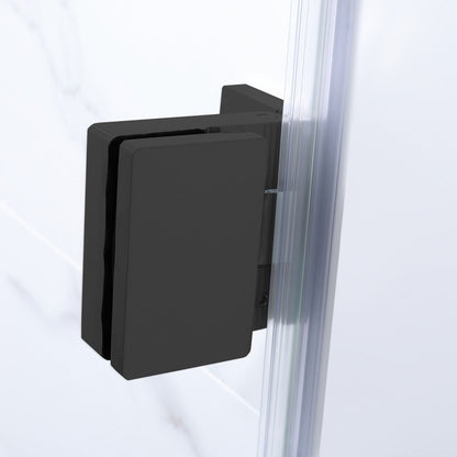 WOODBRIDGE MTDB3458-B, Frameless Hinged Bathtub Shower, 5/16" Tempered Panel, 34" W x 58" H Tub Glass Door, Include Towel Bar