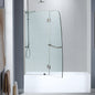 WOODBRIDGE MTDB4958-B, Frameless Hinged Bathtub Shower, 5/16" Tempered Panel, 48-3/8" W x 58" H Tub Glass Door, Include Support Bar