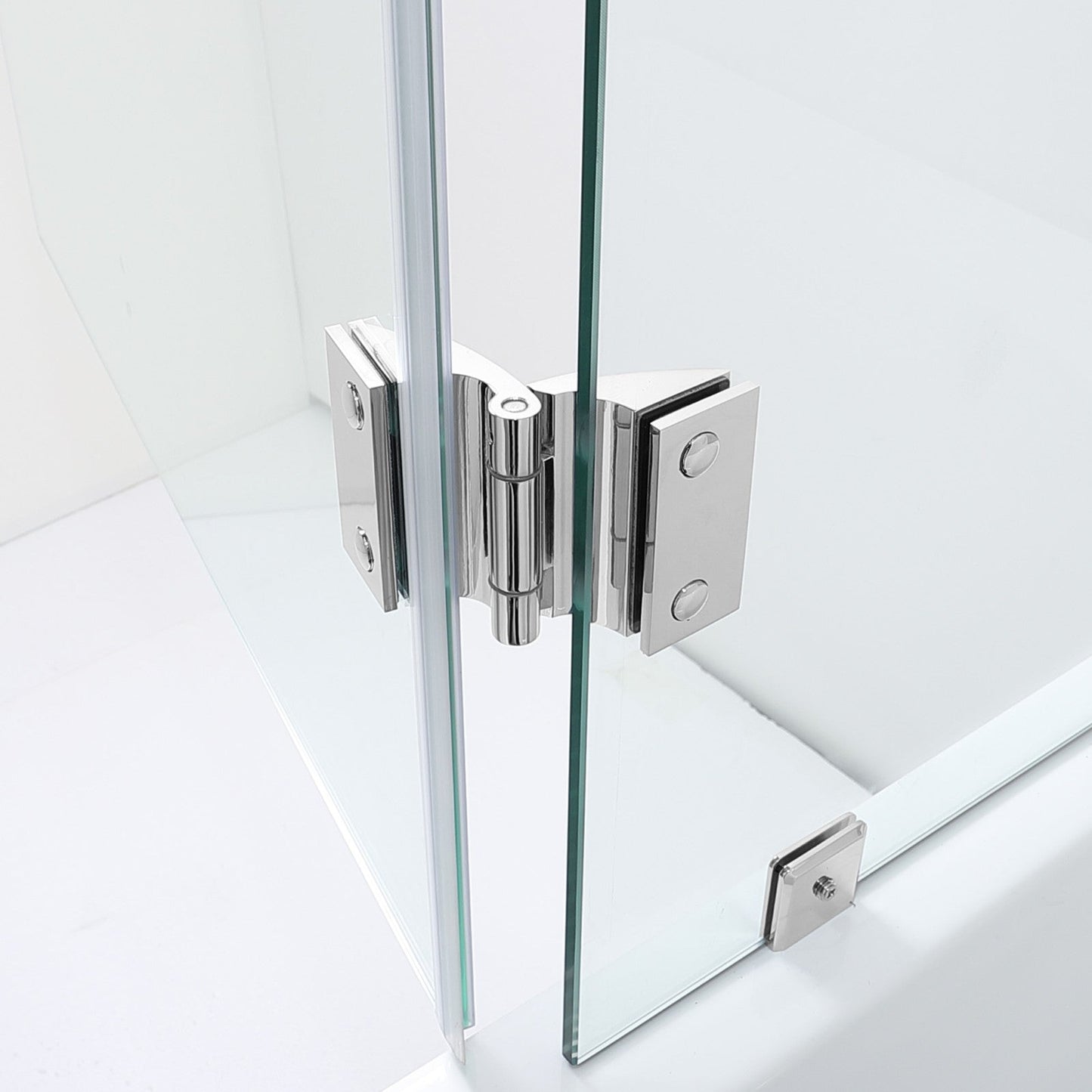 WOODBRIDGE MTDB4958-B, Frameless Hinged Bathtub Shower, 5/16" Tempered Panel, 48-3/8" W x 58" H Tub Glass Door, Include Support Bar