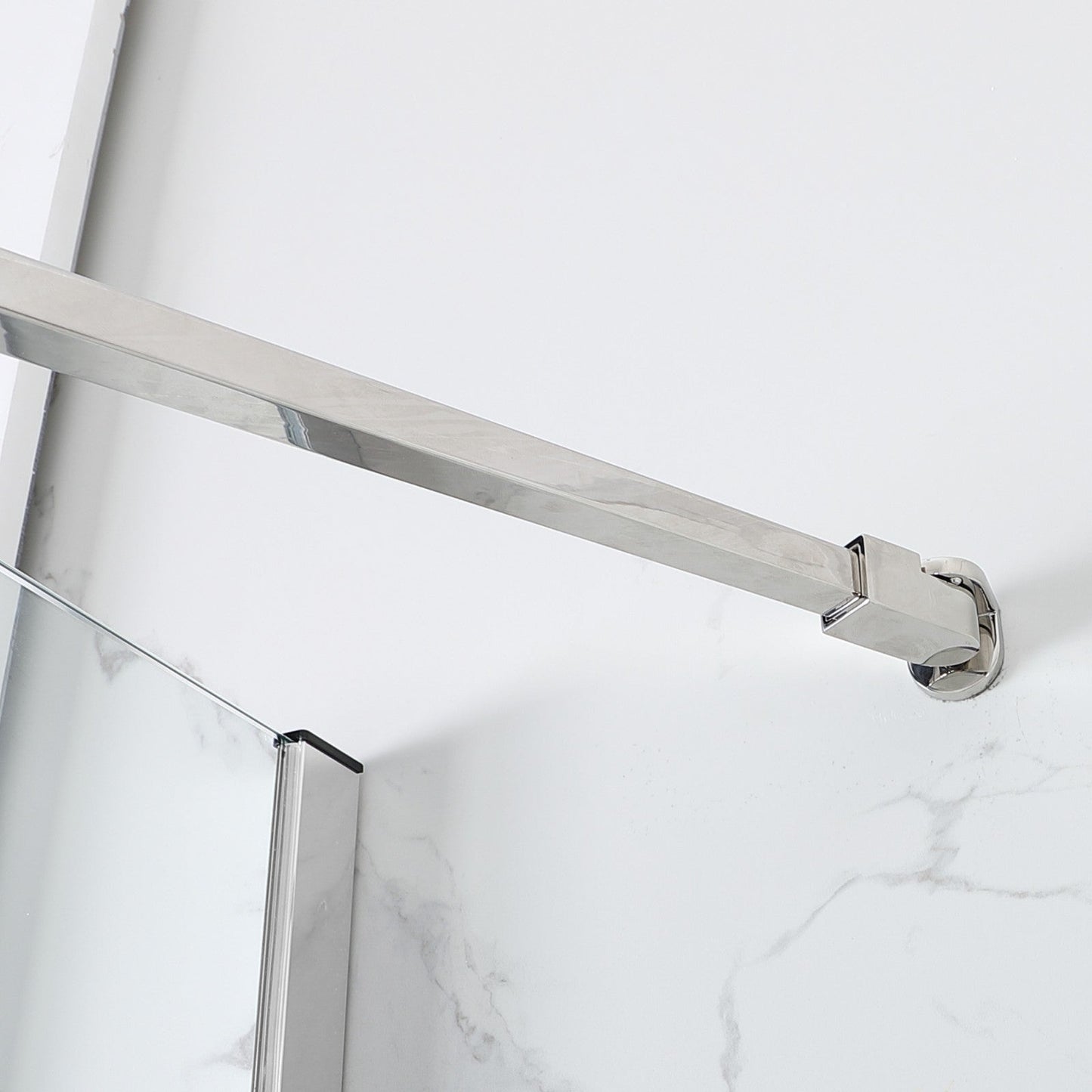 WOODBRIDGE MTDB4958-B, Frameless Hinged Bathtub Shower, 5/16" Tempered Panel, 48-3/8" W x 58" H Tub Glass Door, Include Support Bar