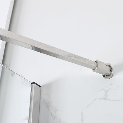 WOODBRIDGE MTDB4958-B, Frameless Hinged Bathtub Shower, 5/16" Tempered Panel, 48-3/8" W x 58" H Tub Glass Door, Include Support Bar