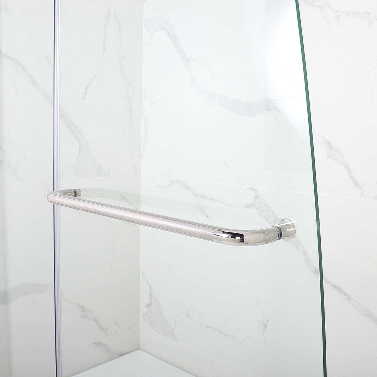 WOODBRIDGE MTDB4958-B, Frameless Hinged Bathtub Shower, 5/16" Tempered Panel, 48-3/8" W x 58" H Tub Glass Door, Include Support Bar