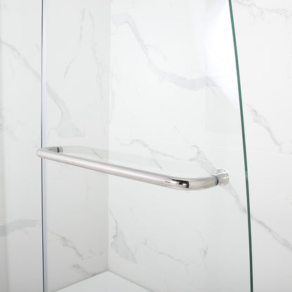 WOODBRIDGE MTDB4958-B, Frameless Hinged Bathtub Shower, 5/16" Tempered Panel, 48-3/8" W x 58" H Tub Glass Door, Include Support Bar
