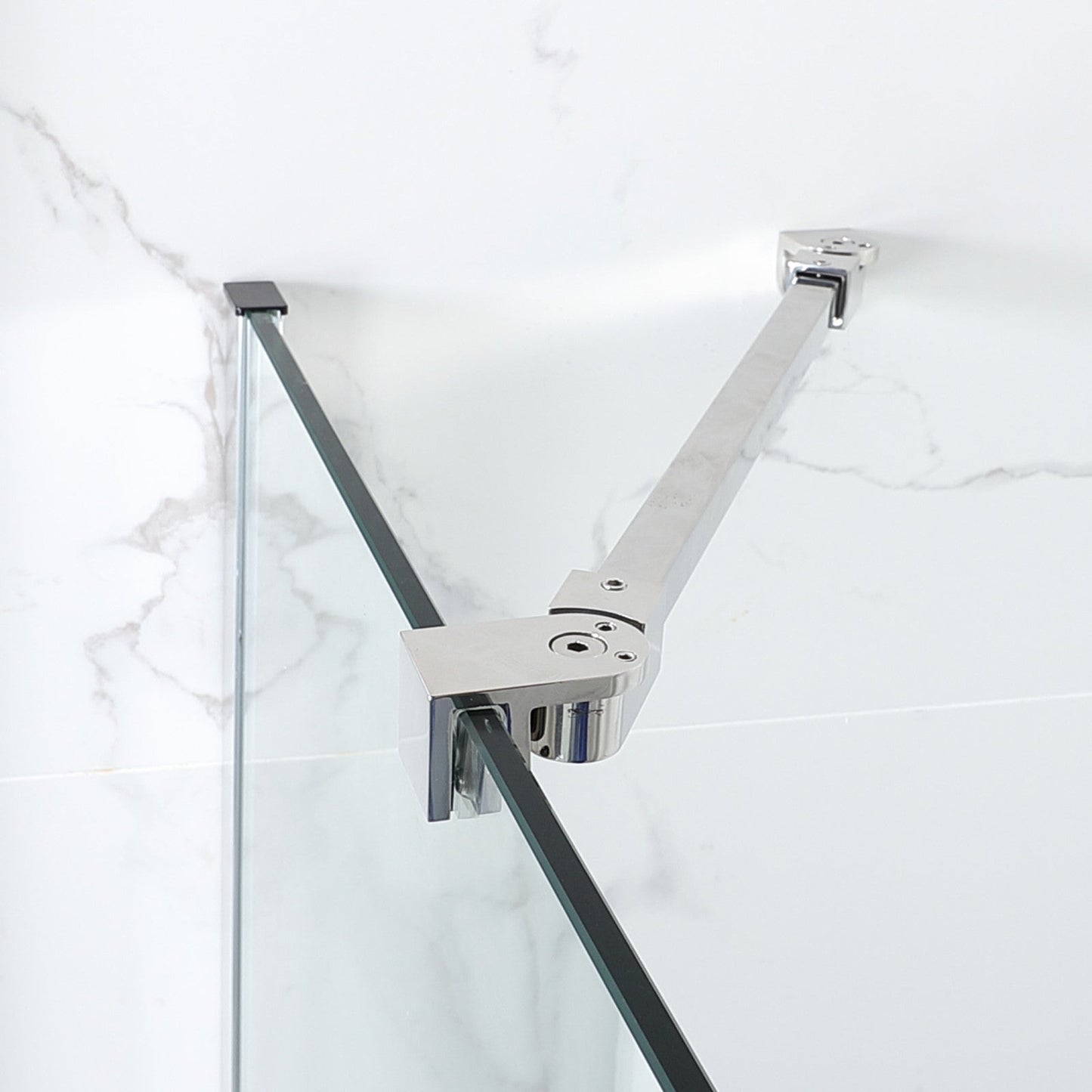 WOODBRIDGE MTDB4958-B, Frameless Hinged Bathtub Shower, 5/16" Tempered Panel, 48-3/8" W x 58" H Tub Glass Door, Include Support Bar