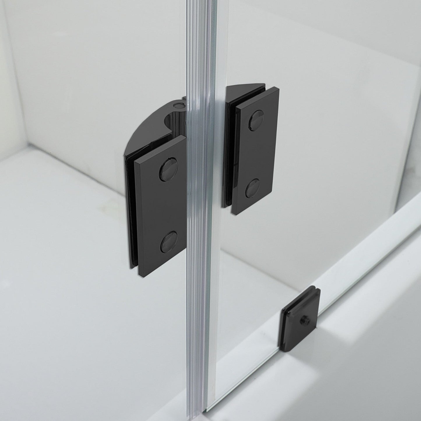 WOODBRIDGE MTDB4958-B, Frameless Hinged Bathtub Shower, 5/16" Tempered Panel, 48-3/8" W x 58" H Tub Glass Door, Include Support Bar