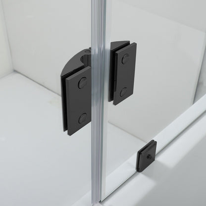 WOODBRIDGE MTDB4958-B, Frameless Hinged Bathtub Shower, 5/16" Tempered Panel, 48-3/8" W x 58" H Tub Glass Door, Include Support Bar