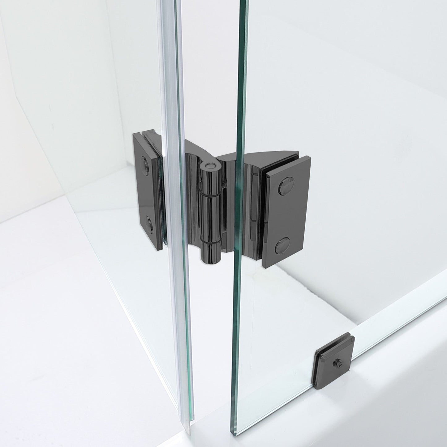 WOODBRIDGE MTDB4958-B, Frameless Hinged Bathtub Shower, 5/16" Tempered Panel, 48-3/8" W x 58" H Tub Glass Door, Include Support Bar