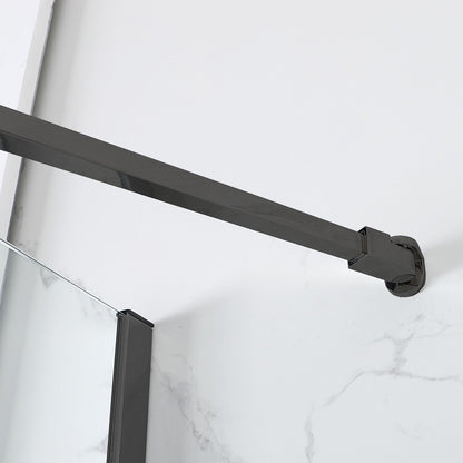 WOODBRIDGE MTDB4958-B, Frameless Hinged Bathtub Shower, 5/16" Tempered Panel, 48-3/8" W x 58" H Tub Glass Door, Include Support Bar