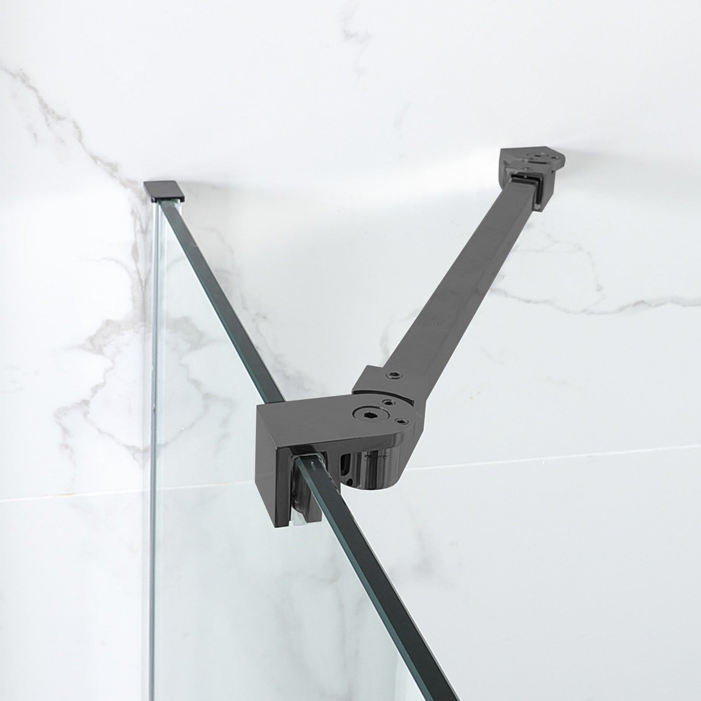 WOODBRIDGE MTDB4958-B, Frameless Hinged Bathtub Shower, 5/16" Tempered Panel, 48-3/8" W x 58" H Tub Glass Door, Include Support Bar