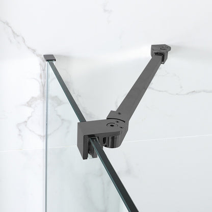 WOODBRIDGE MTDB4958-B, Frameless Hinged Bathtub Shower, 5/16" Tempered Panel, 48-3/8" W x 58" H Tub Glass Door, Include Support Bar