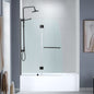 WOODBRIDGE MTDB4958-B, Frameless Hinged Bathtub Shower, 5/16" Tempered Panel, 48-3/8" W x 58" H Tub Glass Door, Include Support Bar