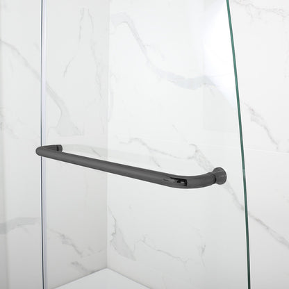 WOODBRIDGE MTDB4958-B, Frameless Hinged Bathtub Shower, 5/16" Tempered Panel, 48-3/8" W x 58" H Tub Glass Door, Include Support Bar