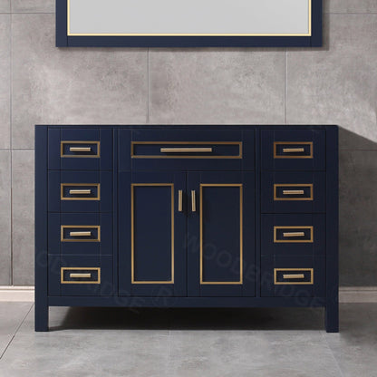 WOODBRIDGE Milan 48"x21"x33" Solid Wood Bath Vanities Cabinet Only without Top, Navy Blue, Milan 4821-NB