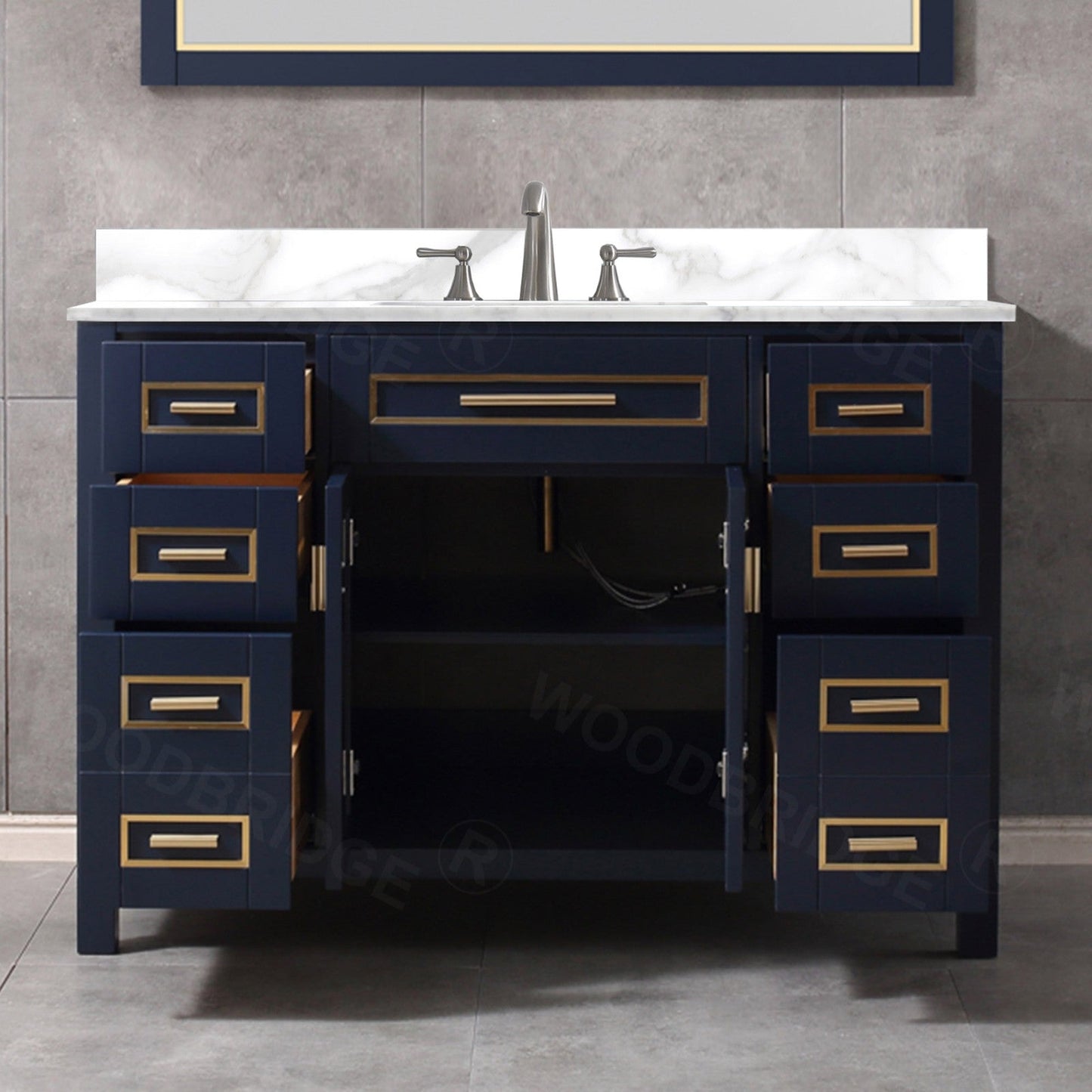 WOODBRIDGE Milan 49” Floor Mounted Single Basin Vanity Set with Solid Wood Cabinet