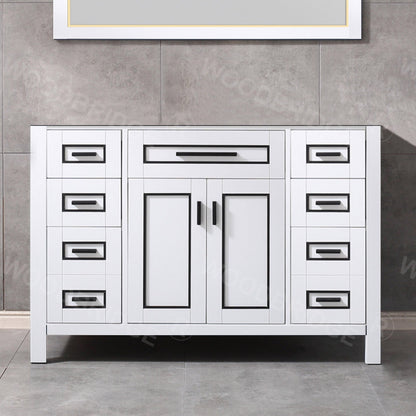 WOODBRIDGE Milan 48"x21"x33" Solid Wood Bath Vanities Cabinet Only without Top, White, Milan 4821-WH