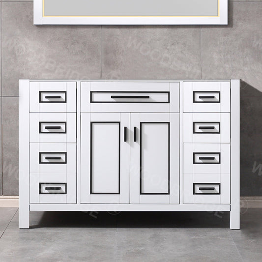 WOODBRIDGE Milan 48"x21"x33" Solid Wood Bath Vanities Cabinet Only without Top, White, Milan 4821-WH
