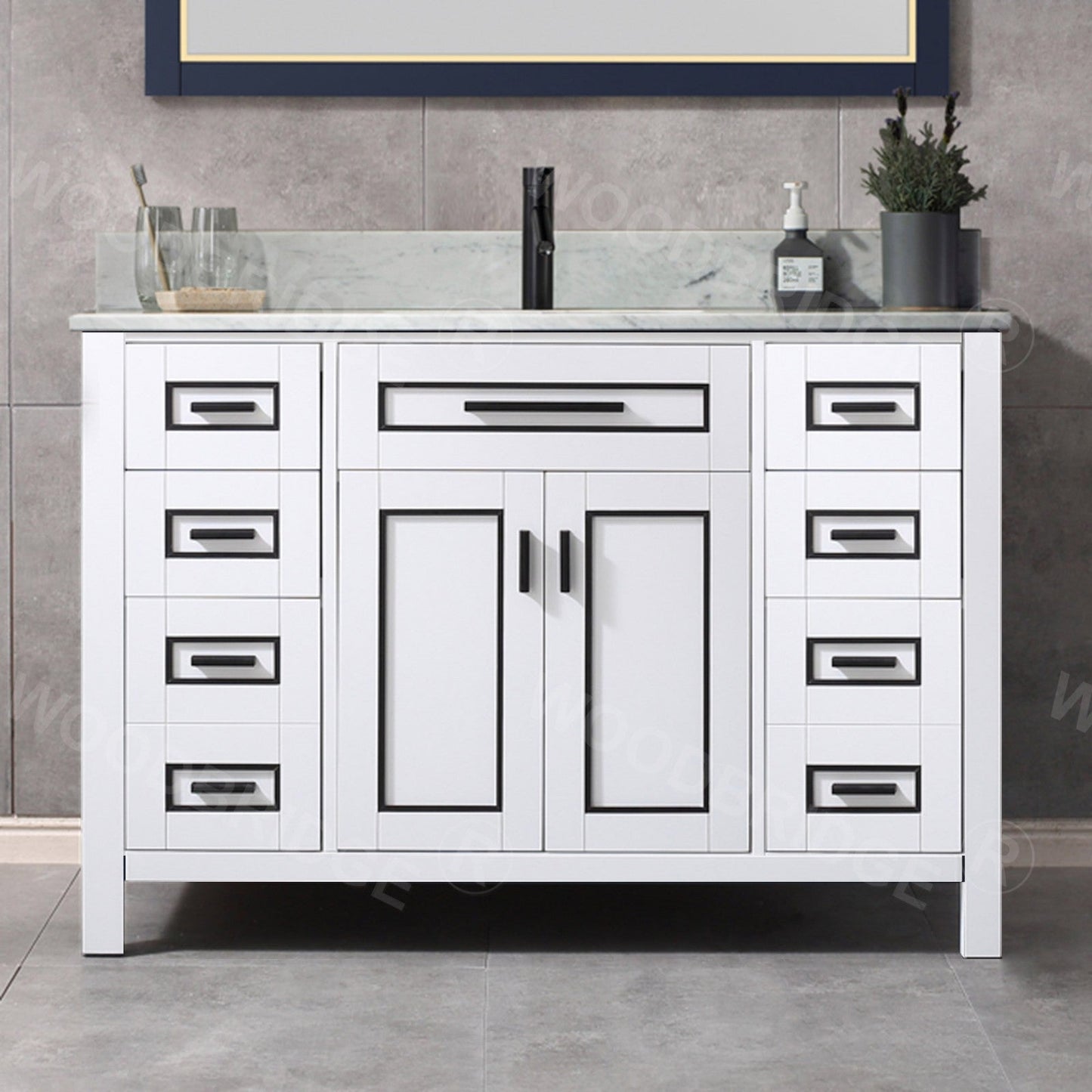 WOODBRIDGE Milan 49” Floor Mounted Single Basin Vanity Set with Solid Wood Cabinet