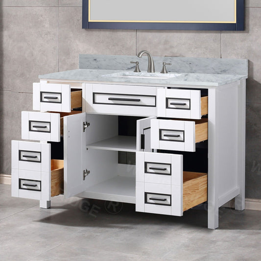 WOODBRIDGE Milan 49” Floor Mounted Single Basin Vanity Set with Solid Wood Cabinet