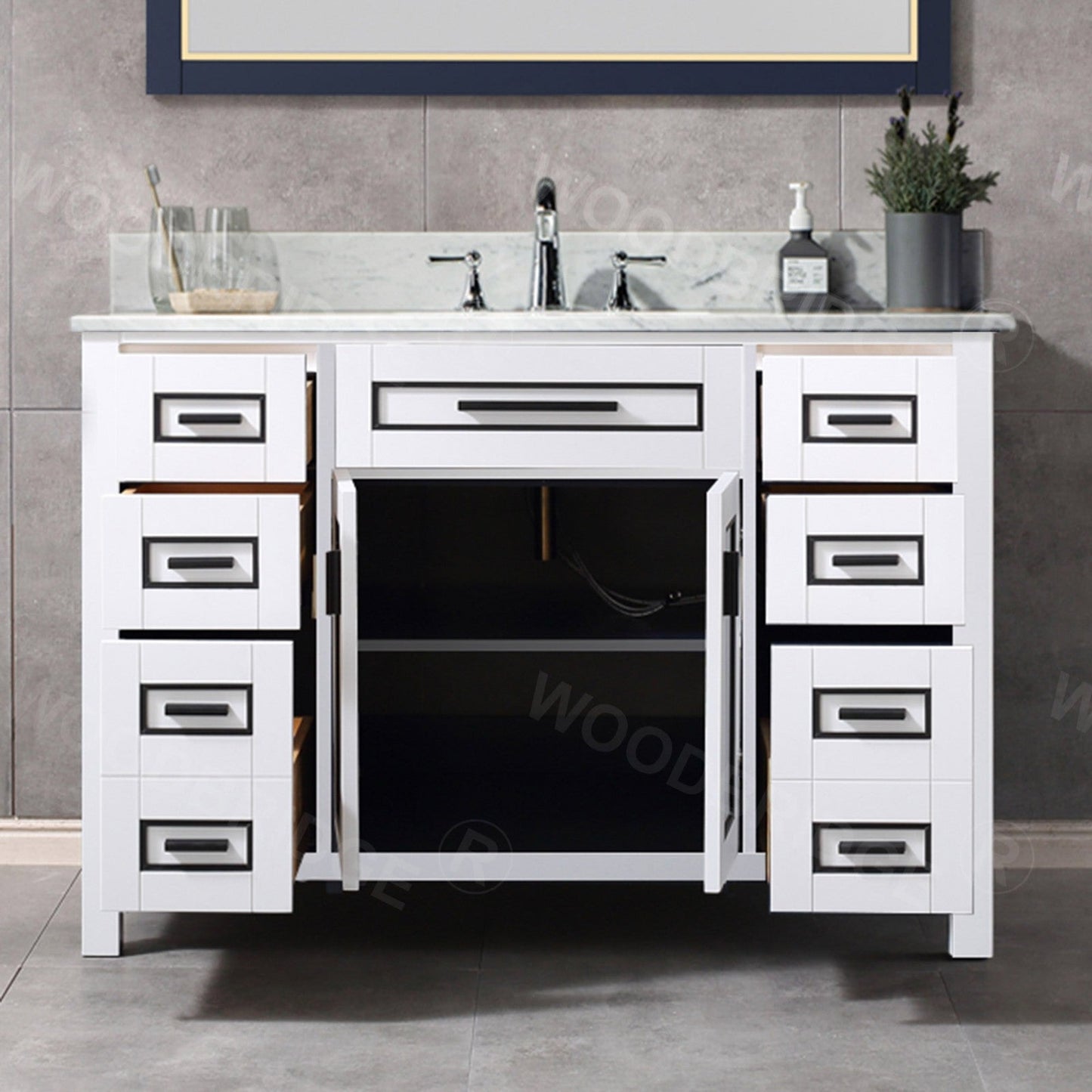 WOODBRIDGE Milan 49” Floor Mounted Single Basin Vanity Set with Solid Wood Cabinet