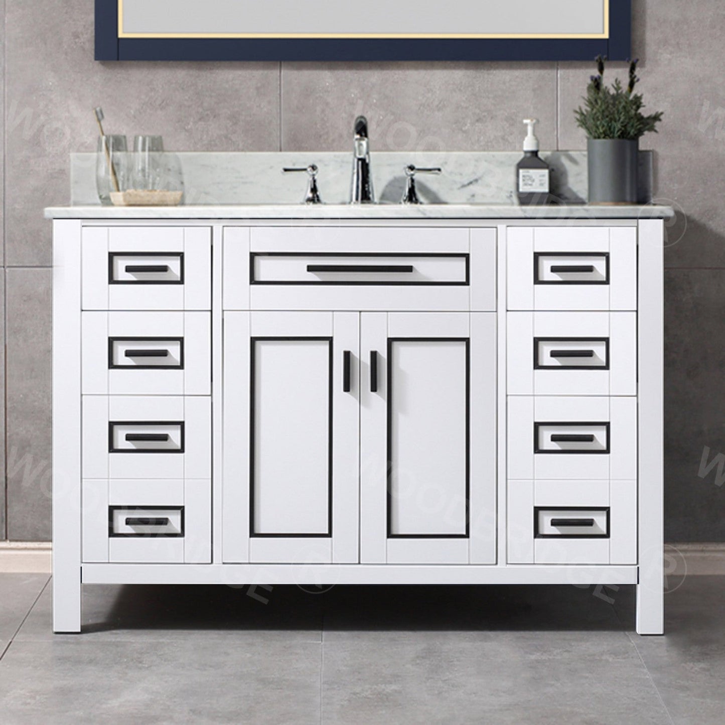 WOODBRIDGE Milan 49” Floor Mounted Single Basin Vanity Set with Solid Wood Cabinet